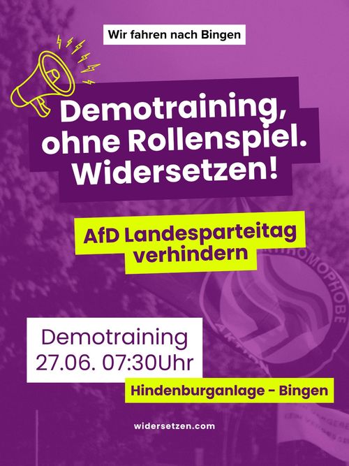 Demotraining, ohne Rollenspiel. Widersetzen!